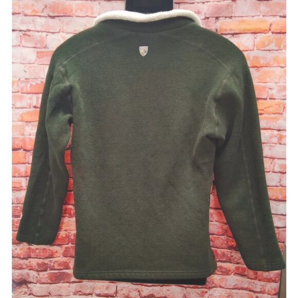 Kuhl Revel Sweater Men's Medium Green Fleece Lined Hiking Outdoor Quarter Zip - Picture 2 of 7